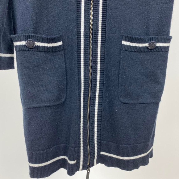 Chanel Uniform Long Preppy Cardigan in Navy Blue - Picture 2 of 7